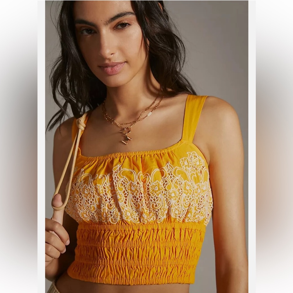 NWT Anthropologie Pilcro Smocked Orange Cami